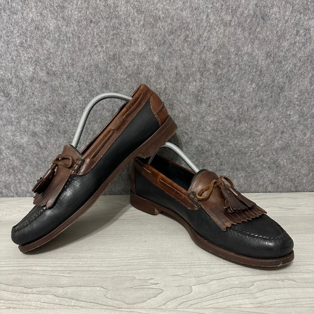 Cole‎ Haan Country Mens Sz 11 Leather Kiltie Tassel Loafers Black Brown Brazil